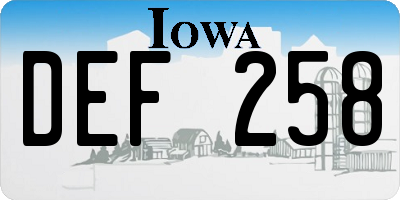 IA license plate DEF258
