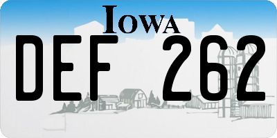 IA license plate DEF262