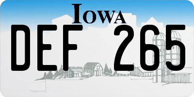 IA license plate DEF265