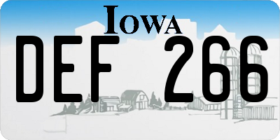 IA license plate DEF266