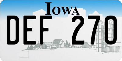 IA license plate DEF270