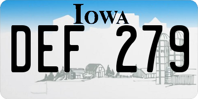 IA license plate DEF279