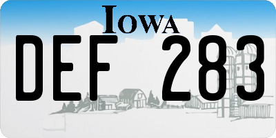 IA license plate DEF283