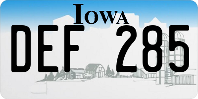 IA license plate DEF285
