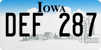 IA license plate DEF287