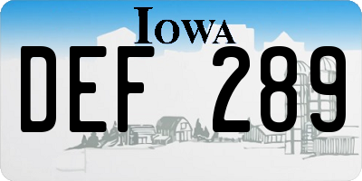 IA license plate DEF289
