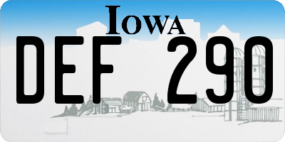 IA license plate DEF290