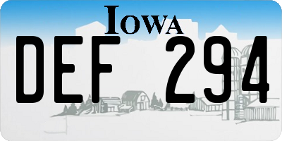 IA license plate DEF294