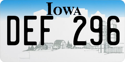 IA license plate DEF296