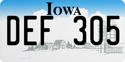 IA license plate DEF305