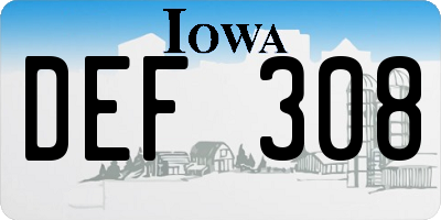IA license plate DEF308