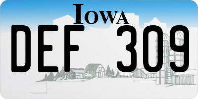 IA license plate DEF309