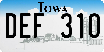 IA license plate DEF310