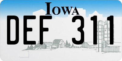 IA license plate DEF311