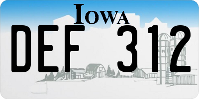 IA license plate DEF312