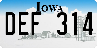 IA license plate DEF314