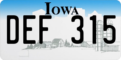 IA license plate DEF315