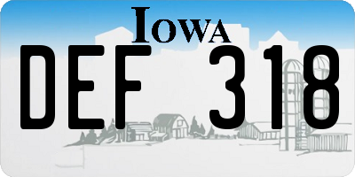 IA license plate DEF318