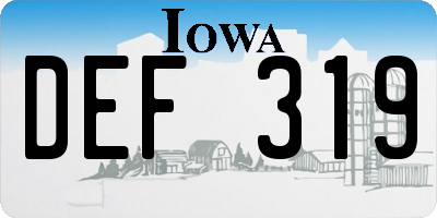 IA license plate DEF319