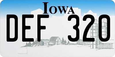 IA license plate DEF320