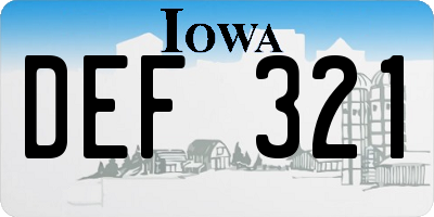 IA license plate DEF321