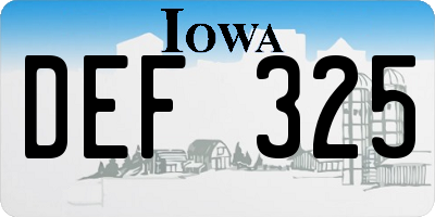 IA license plate DEF325