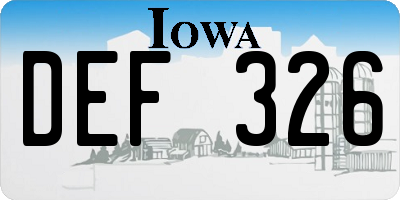 IA license plate DEF326