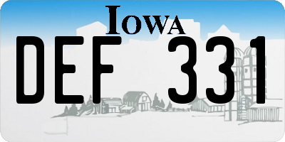 IA license plate DEF331