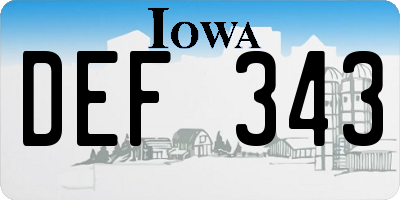IA license plate DEF343
