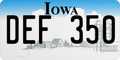 IA license plate DEF350