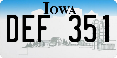 IA license plate DEF351