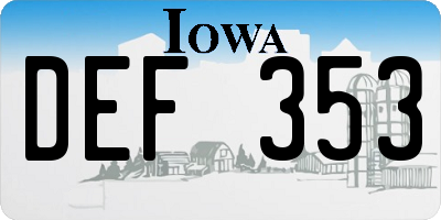 IA license plate DEF353
