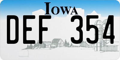 IA license plate DEF354