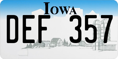 IA license plate DEF357