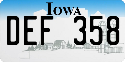 IA license plate DEF358