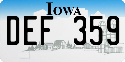 IA license plate DEF359