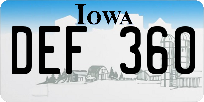 IA license plate DEF360