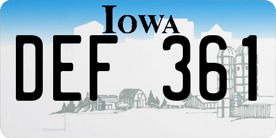 IA license plate DEF361