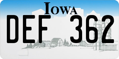 IA license plate DEF362