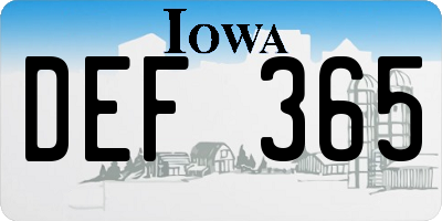 IA license plate DEF365
