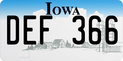 IA license plate DEF366