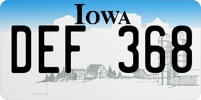 IA license plate DEF368
