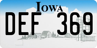 IA license plate DEF369
