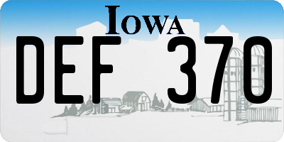 IA license plate DEF370