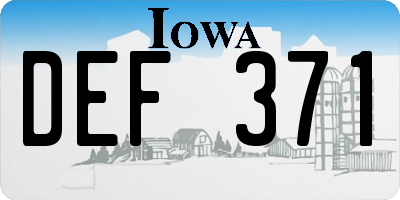 IA license plate DEF371