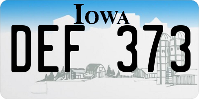 IA license plate DEF373