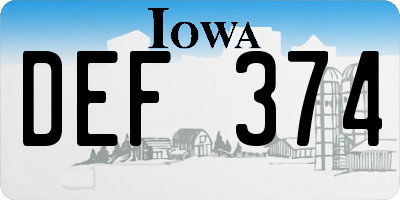 IA license plate DEF374