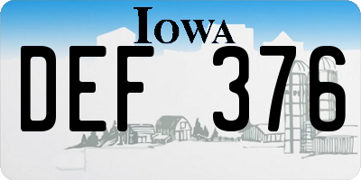 IA license plate DEF376