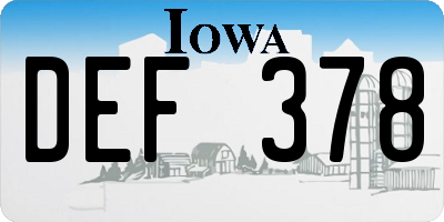 IA license plate DEF378