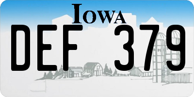 IA license plate DEF379